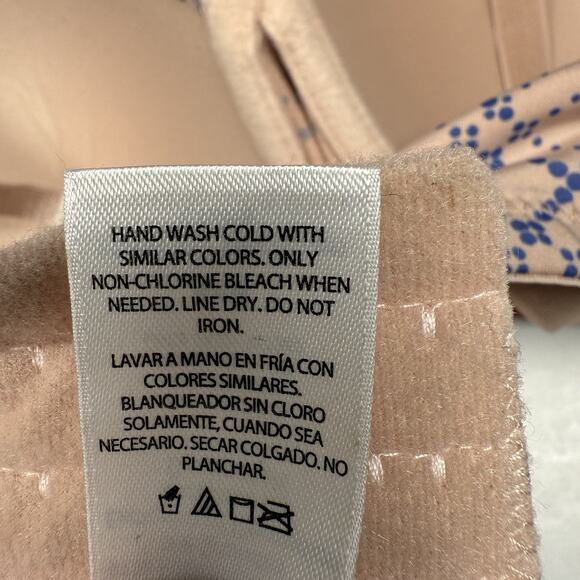 Simply Basic Plunge Bra 44B Nude with Blue Dot Grid Print Padded Underwire NWT - Picture 5 of 7